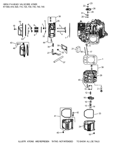 Kt735-3103 Cylinderhead And Breather Diagram and Parts List for KT735-3103  Cub Cadet Lawn Tractor